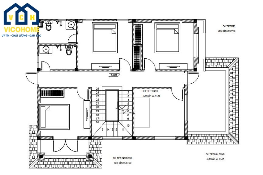 Nhà 2 tầng 8x12m Hải Dương - tầng 2